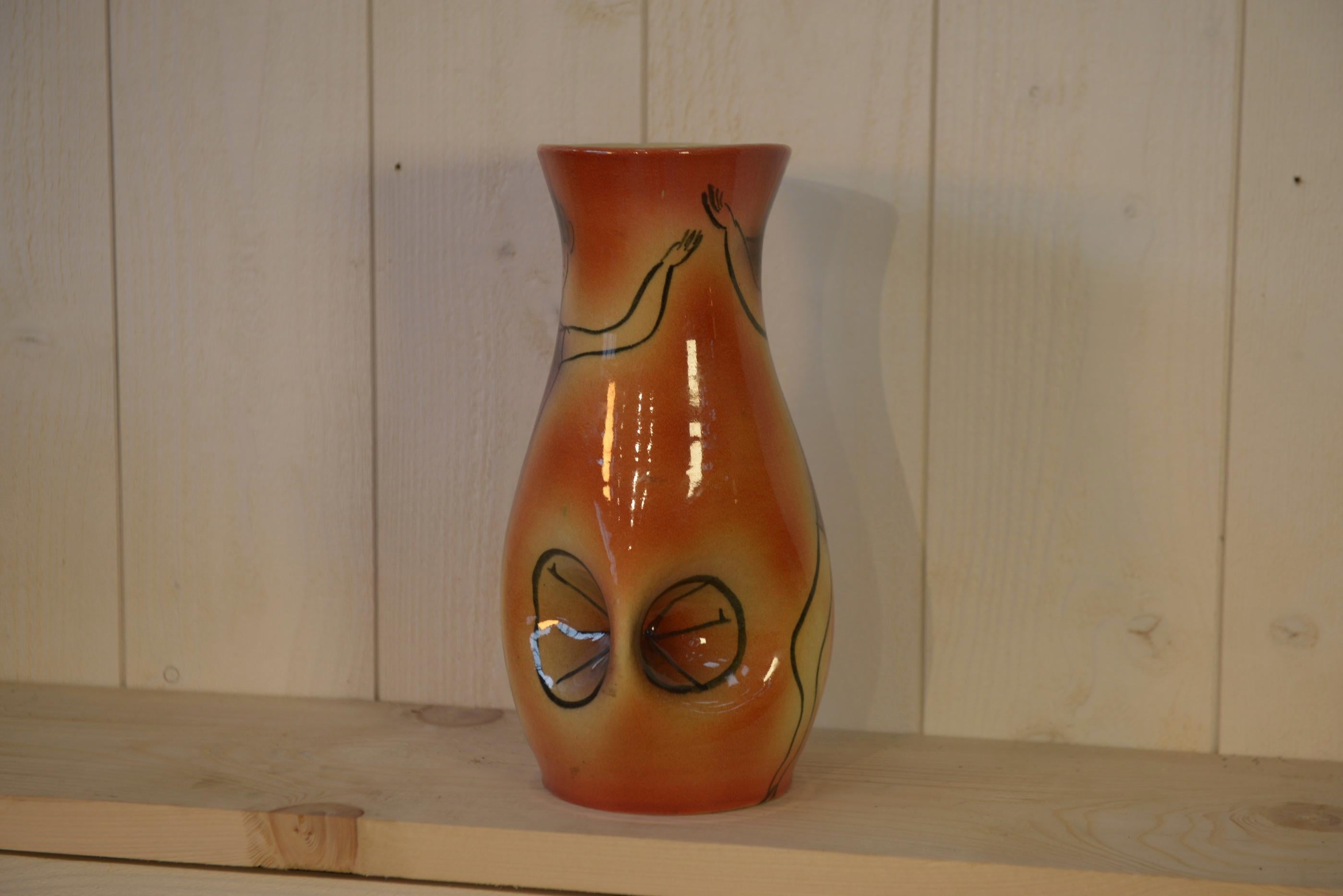Jarrón céramique Danseuse Accolay signé JC 1960's Cerámico en venta