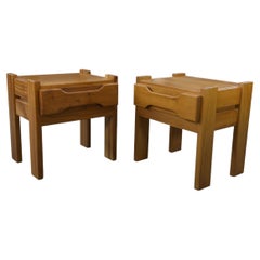 Paire de chevets en orme pour Maison Regain 1970's