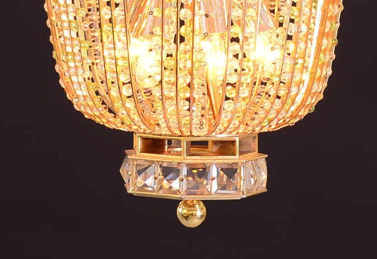 Brass Original Mid-Century Modern Vienna States Opera House Chandelier by Bakalowits