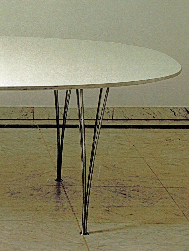 Steel Piet Hein, Mid-Century Modern, Super Ellipse Table Manufactured by Fritz Hansen For Sale