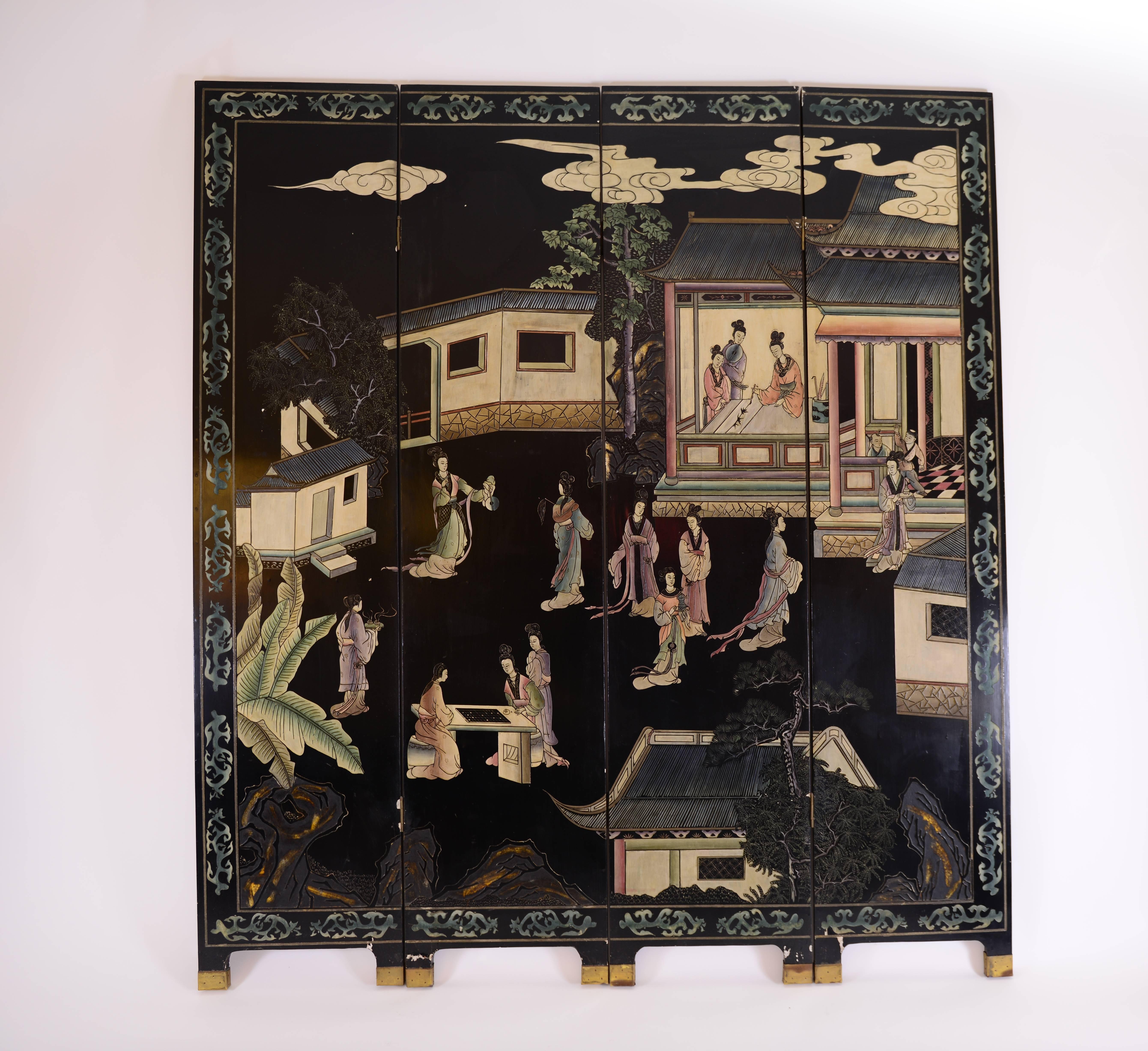 Chinese Export Chinese Story Telling Folding Screen