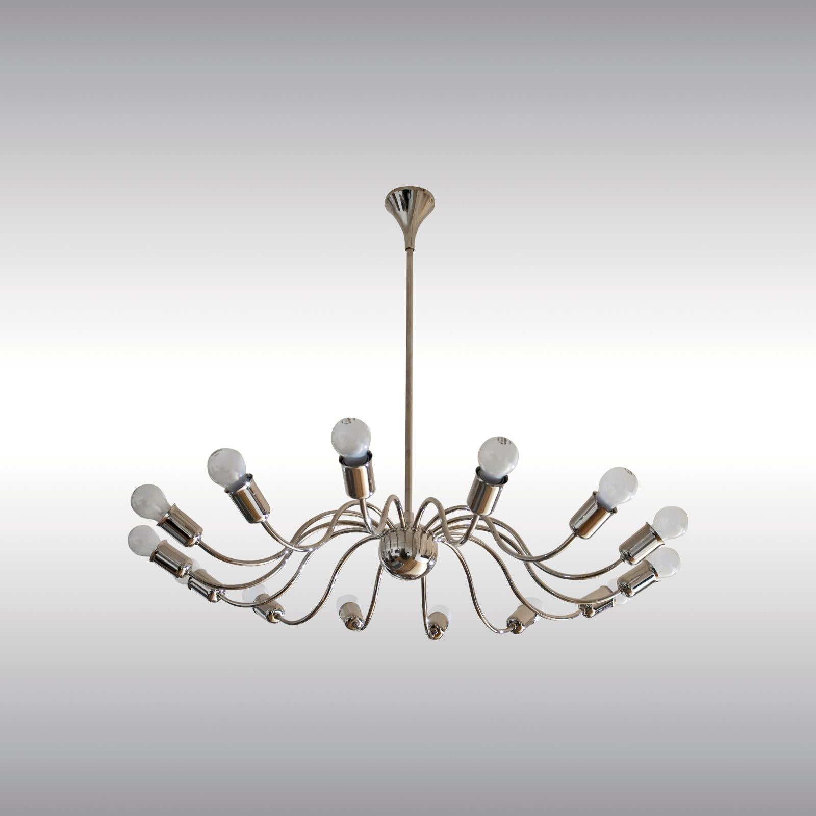 Autrichien Josef Hoffmann, lustre en laiton du milieu du siècle dernier 