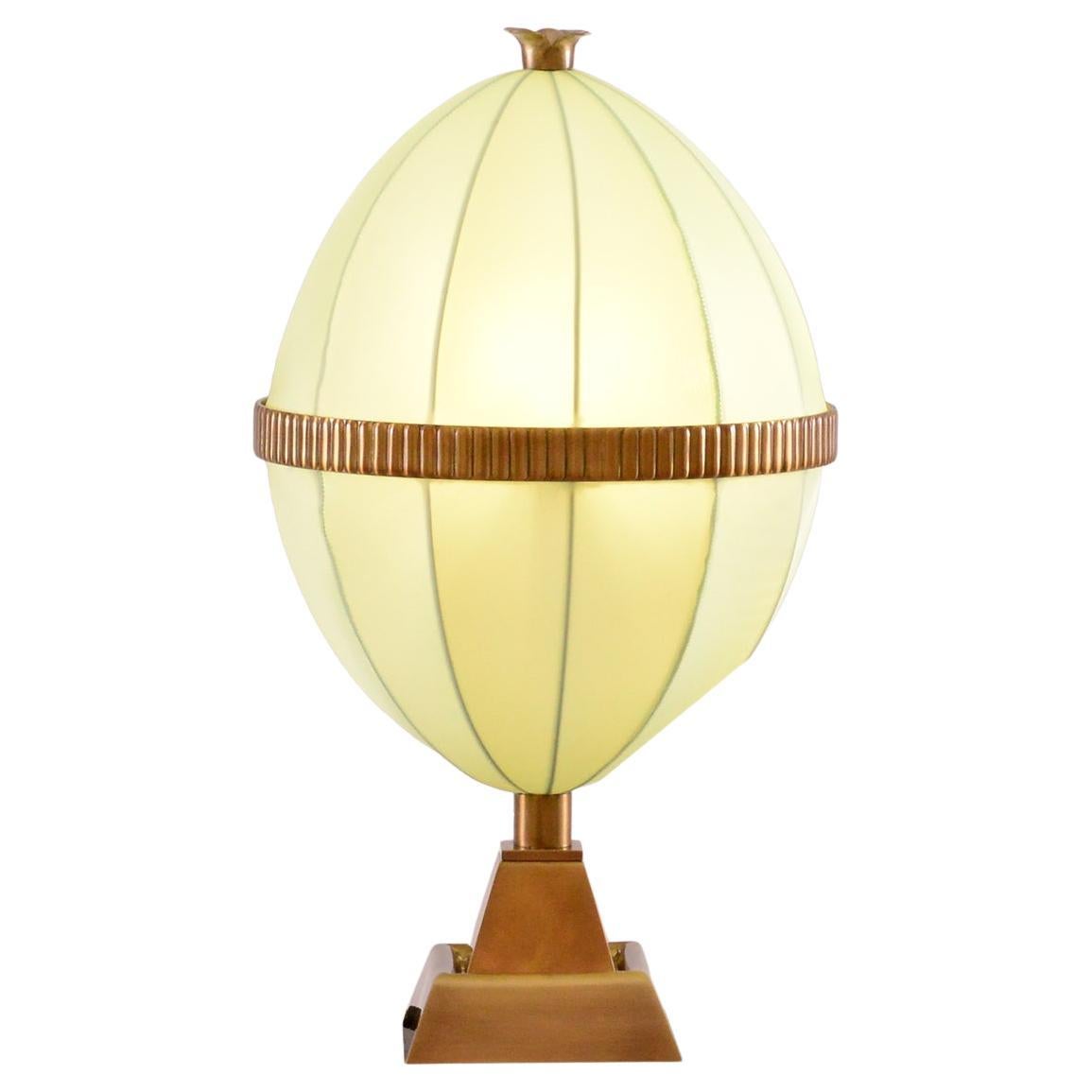 Austrian Josef Hoffmann & Wiener Werkstatte, Moldauer Silk&Brass Table Lamp, Re-Edition For Sale
