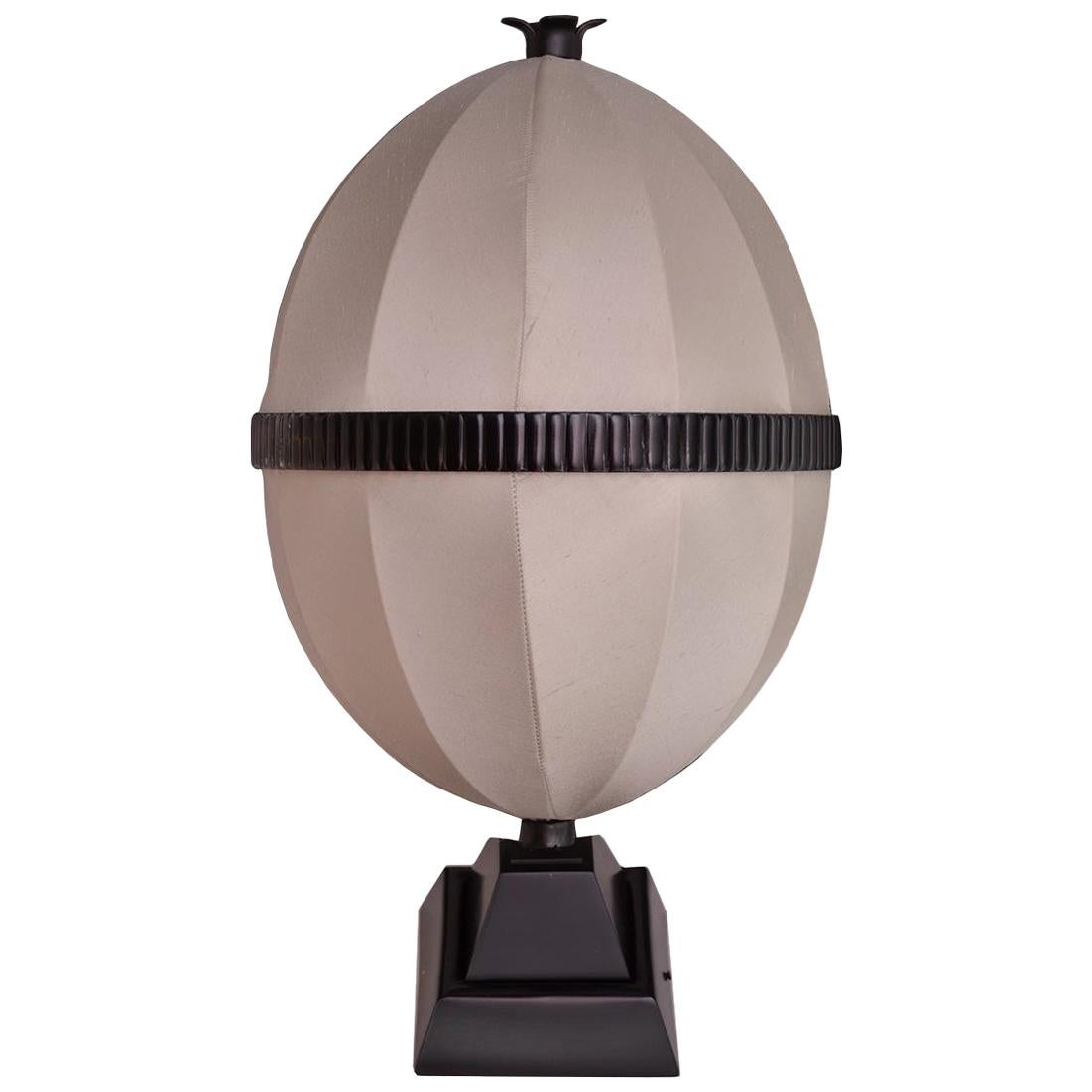 Patinated Josef Hoffmann & Wiener Werkstatte, Moldauer Silk&Brass Table Lamp, Re-Edition For Sale