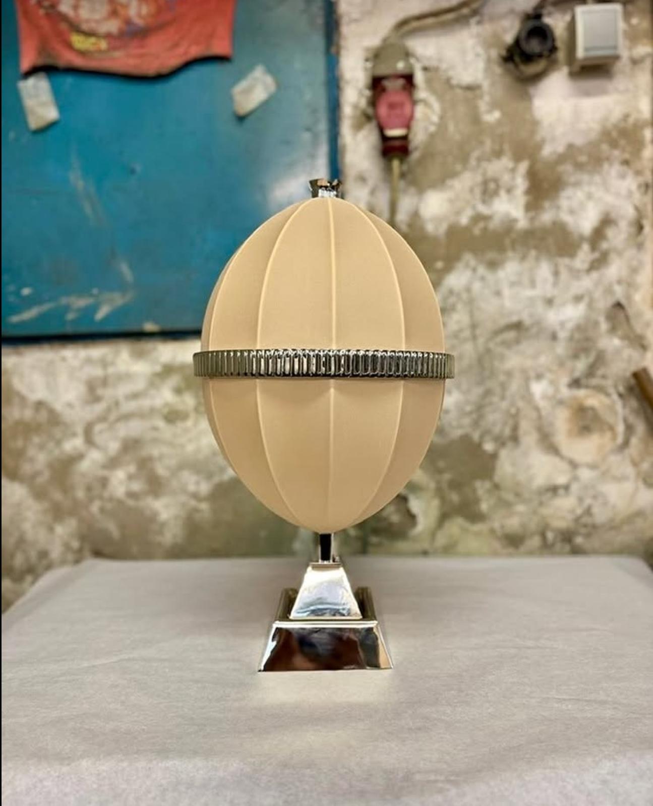 Josef Hoffmann & Wiener Werkstatte, Moldauer Silk&Brass Table Lamp, Re-Edition For Sale 2