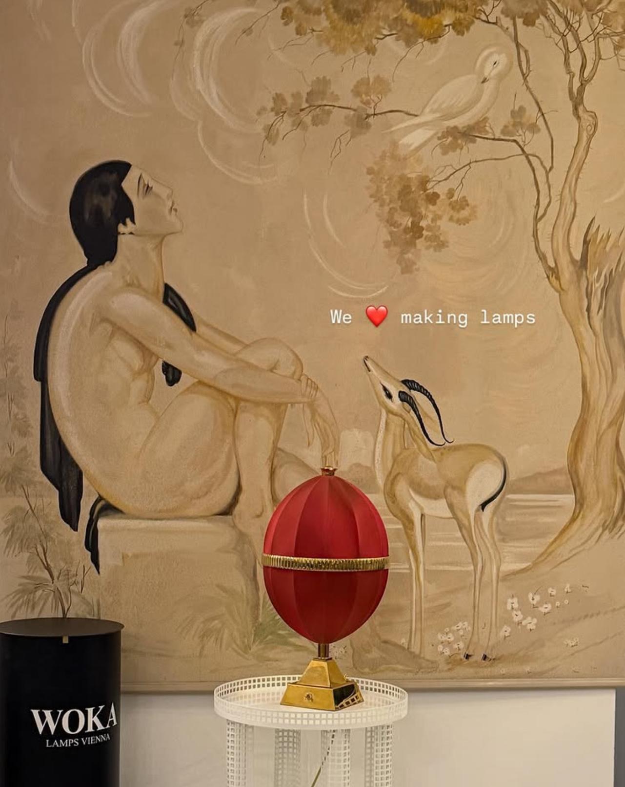 Josef Hoffmann & Wiener Werkstatte, Moldauer Silk&Brass Table Lamp, Re-Edition For Sale 4