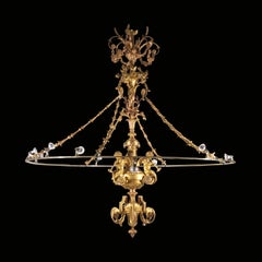 Original 19th Century Bronze Lighting Sculpture Historicism Baroque Chandelier