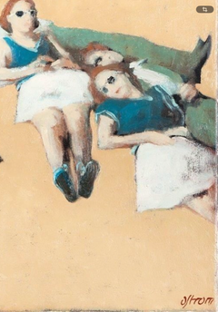 "Beware..." Bathing Beauties Oil on Canvas, Original by Arkadi Ostromuchov