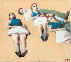 "Beware..." Bathing Beauties Oil on Canvas, Original by Arkadi Ostromuchov