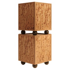 Piltan II Modular Cabinet with Burl wood Veneer and Black Veined Marble