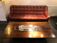 Vintage Red Cushioned Leather Sofa