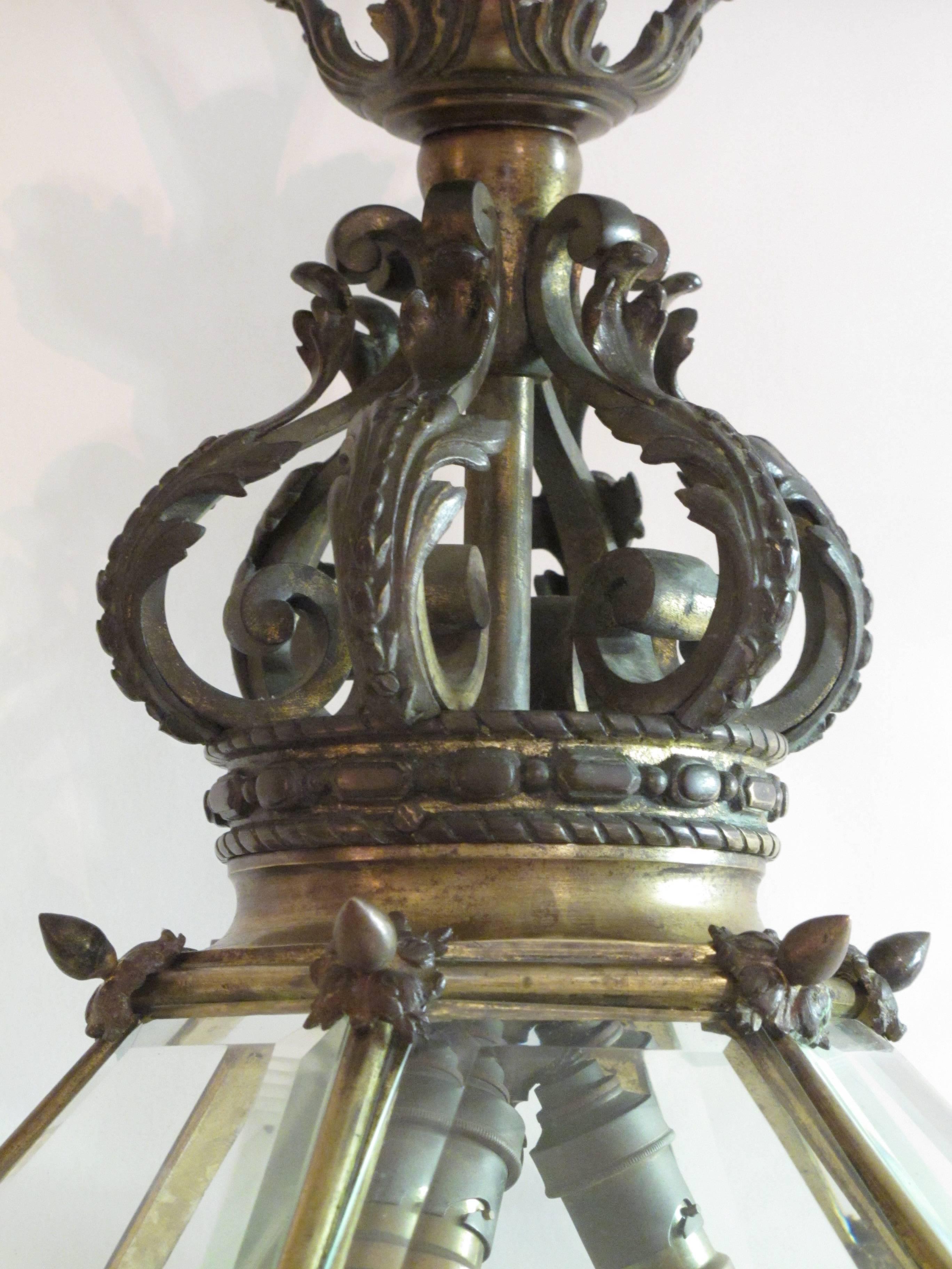 Late 19th Century Bronze and Glass 'Versailles' Hall Lantern 1