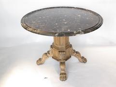 19th Century Oak Center Table with Marble Top