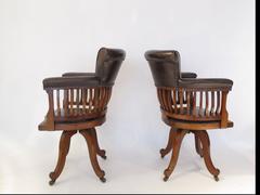 Pair of 19th Century Mahogany Revolving Desk Chairs