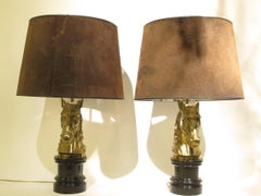 Pair of Horse Head Table Lamps by Maison Charles
