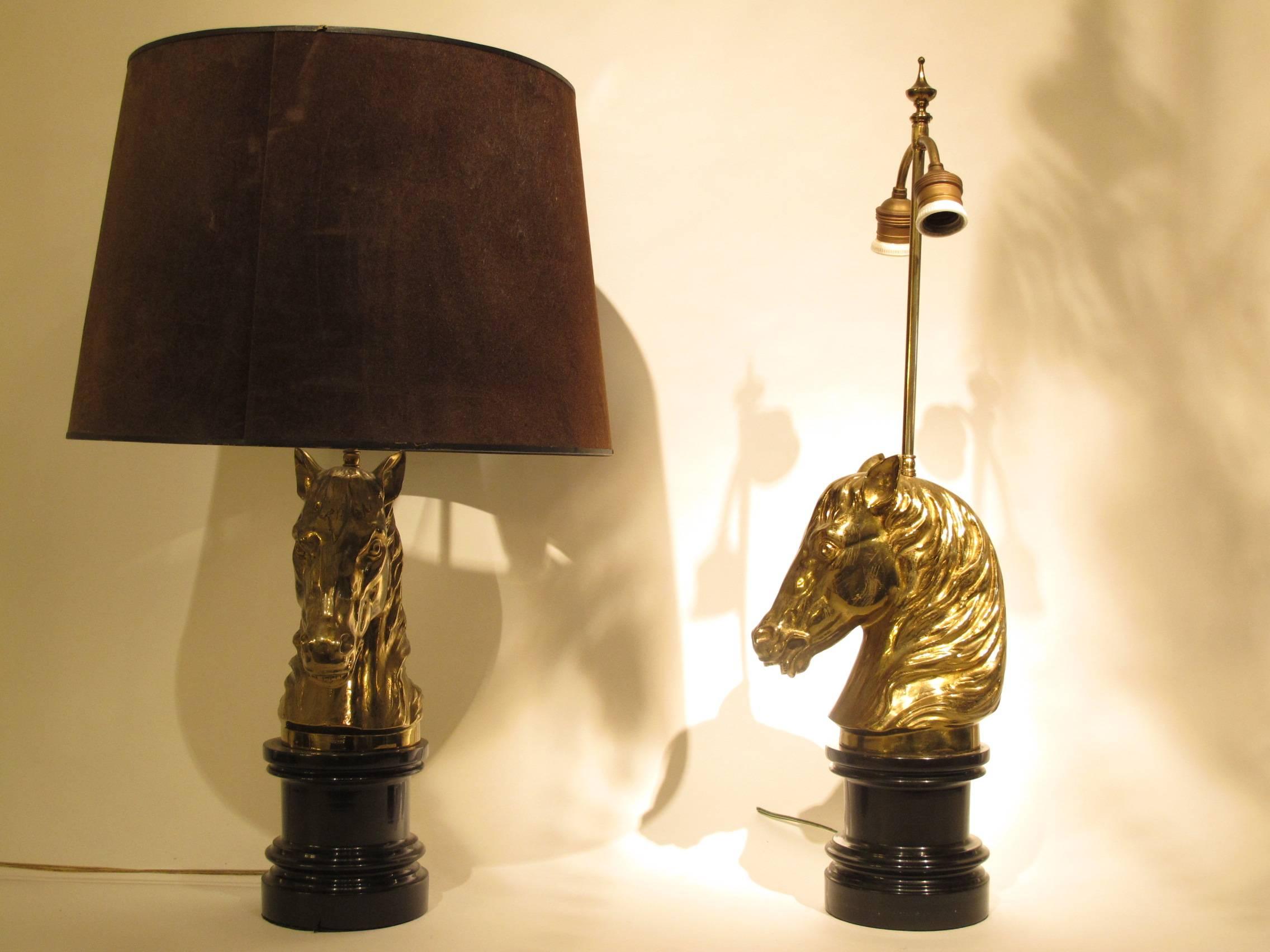 Hollywood Regency Pair of Horse Head Table Lamps by Maison Charles For Sale