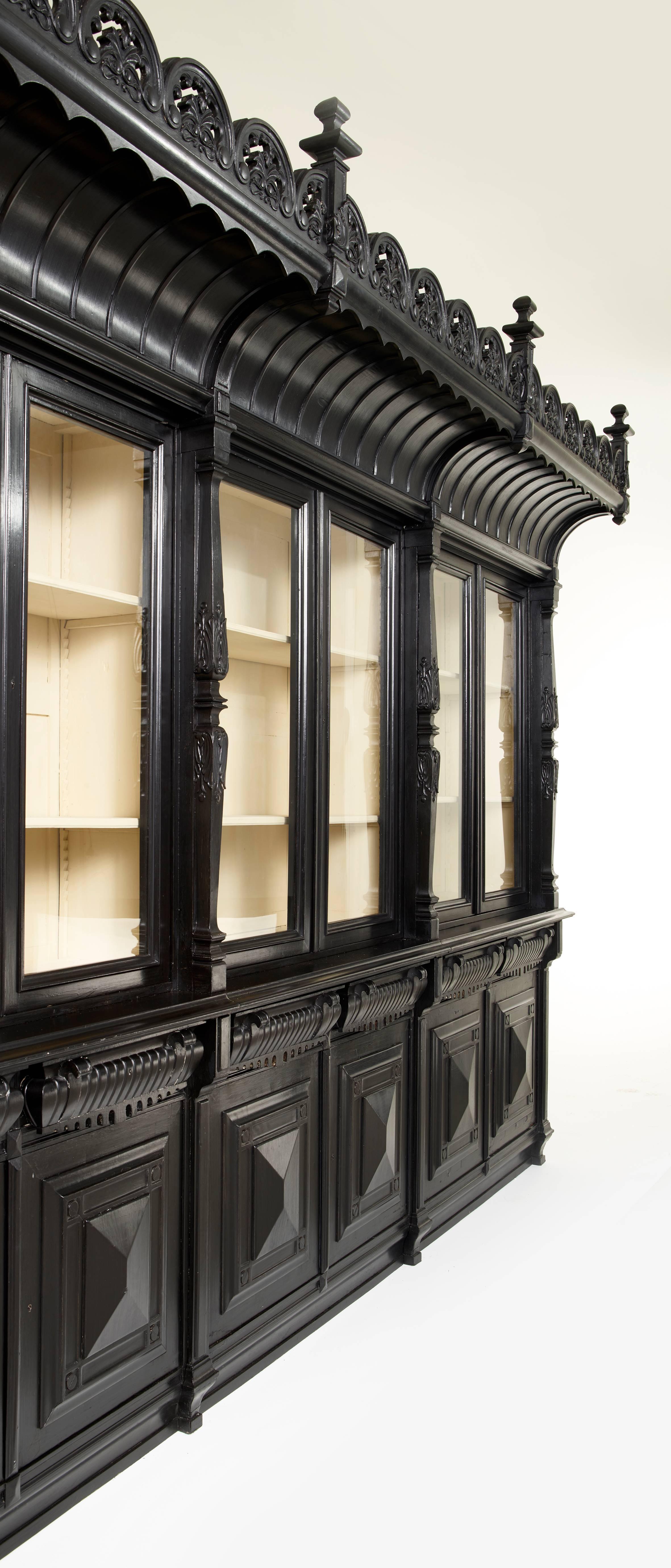 Large Napoleon III Black Bookcase or Cabinet In Excellent Condition In Antwerp, BE