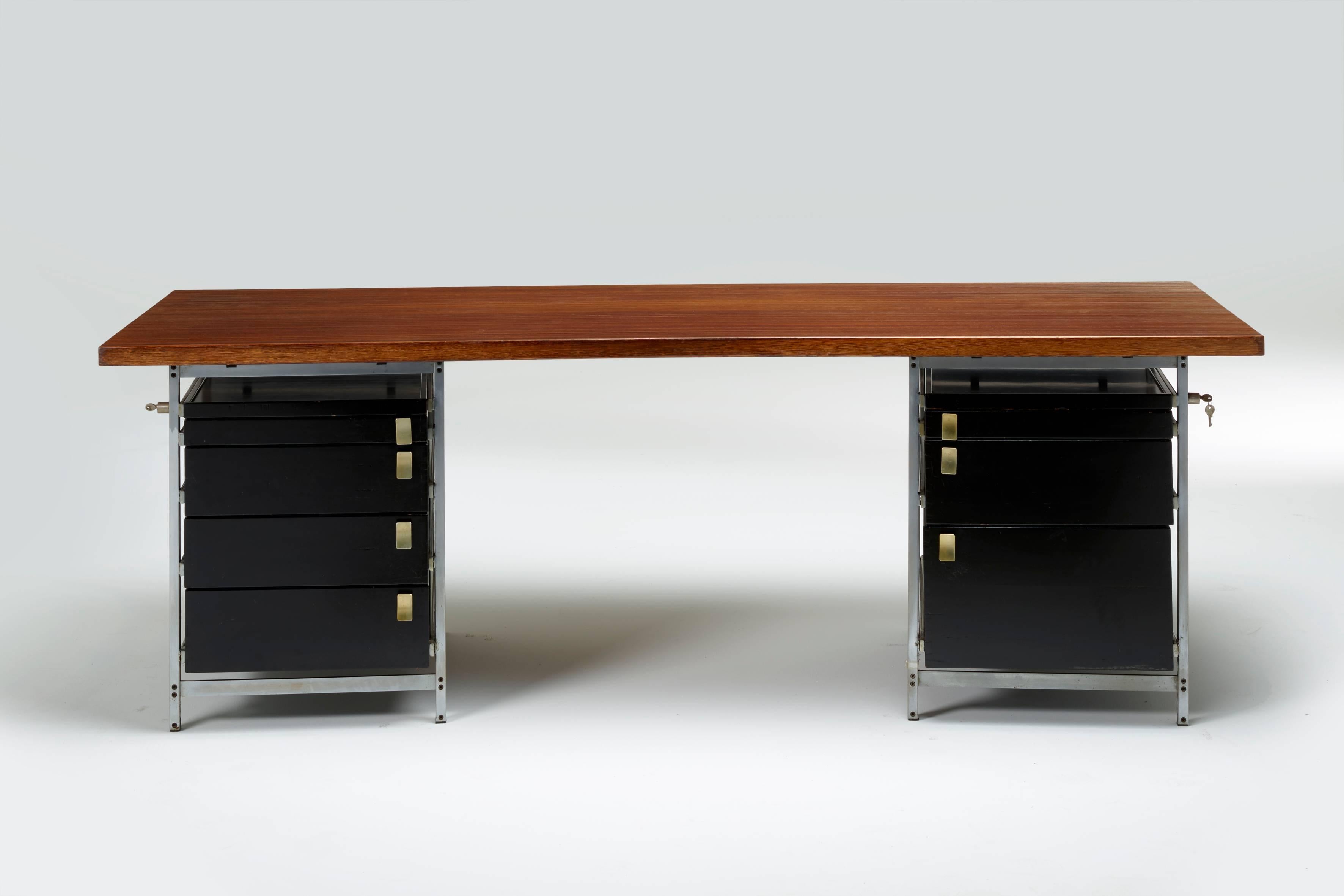 Belgian Important Jules Wabbes Boomerang Desk and Cabinet For Sale