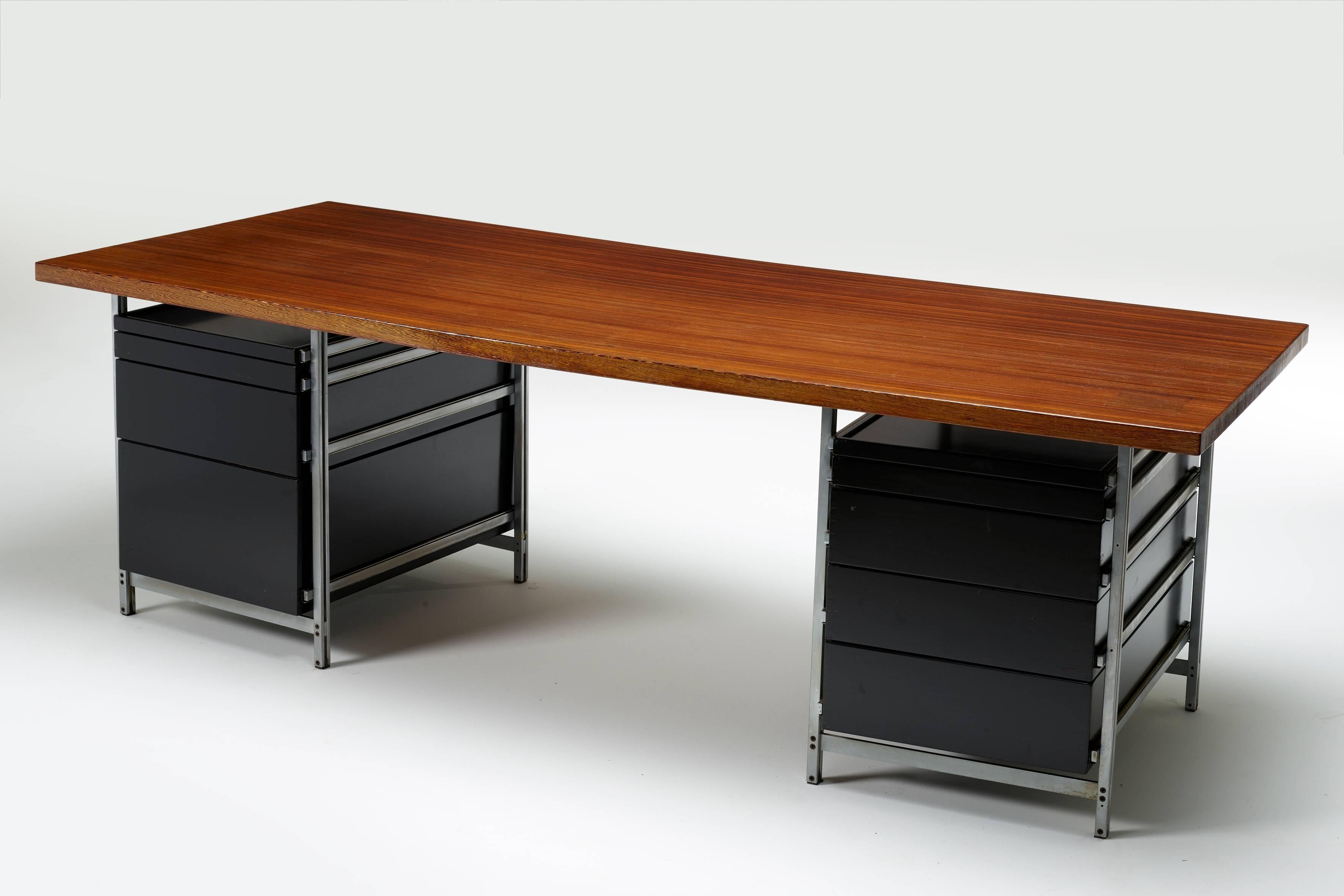 Mid-20th Century Important Jules Wabbes Boomerang Desk and Cabinet For Sale