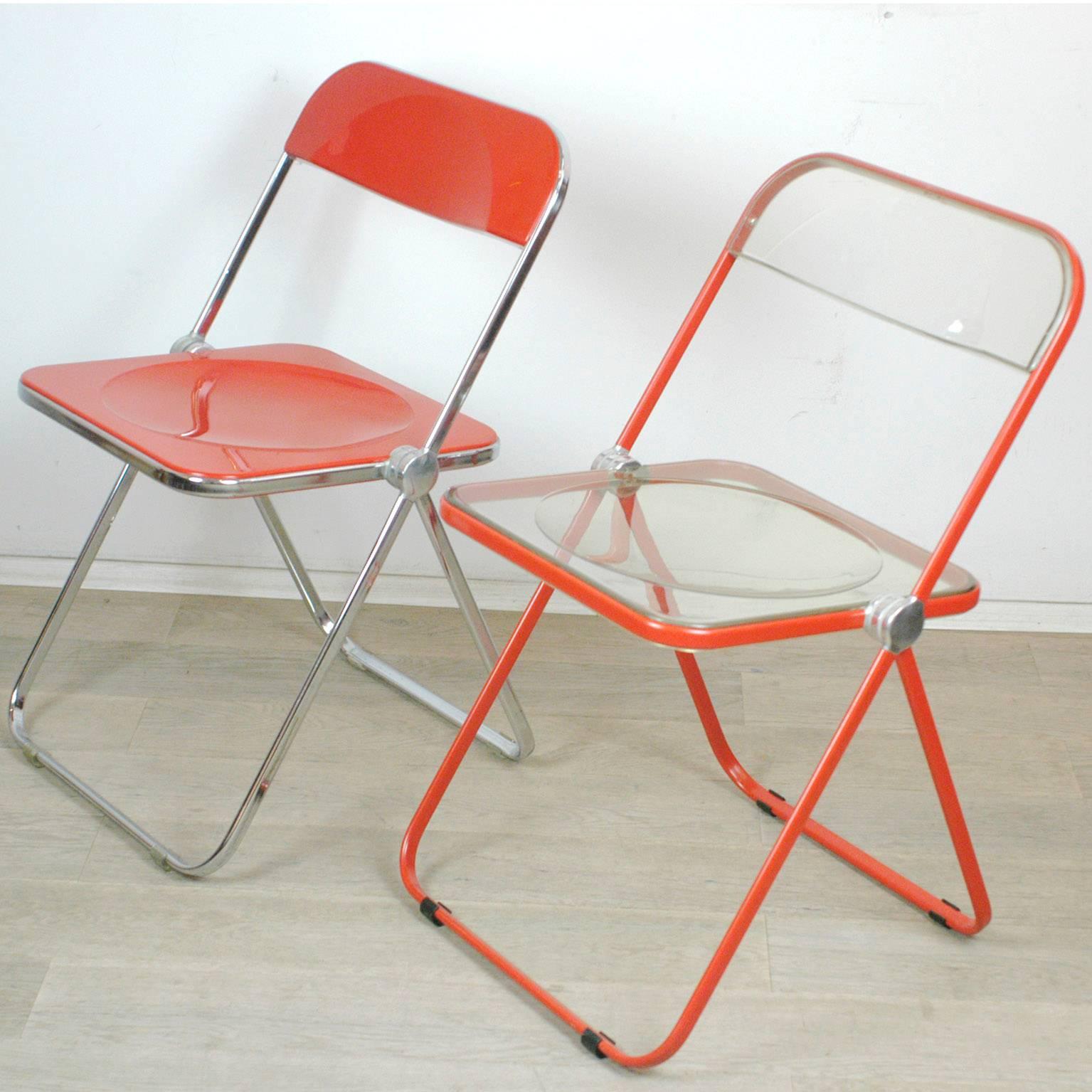 Mid-Century Modern Four Plia Folding Chairs by Giancarlo Piretti for Castelli