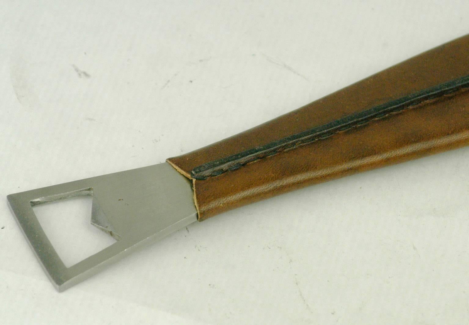 Austrian Carl Auböck Steel and Leather Fish Bottle Opener