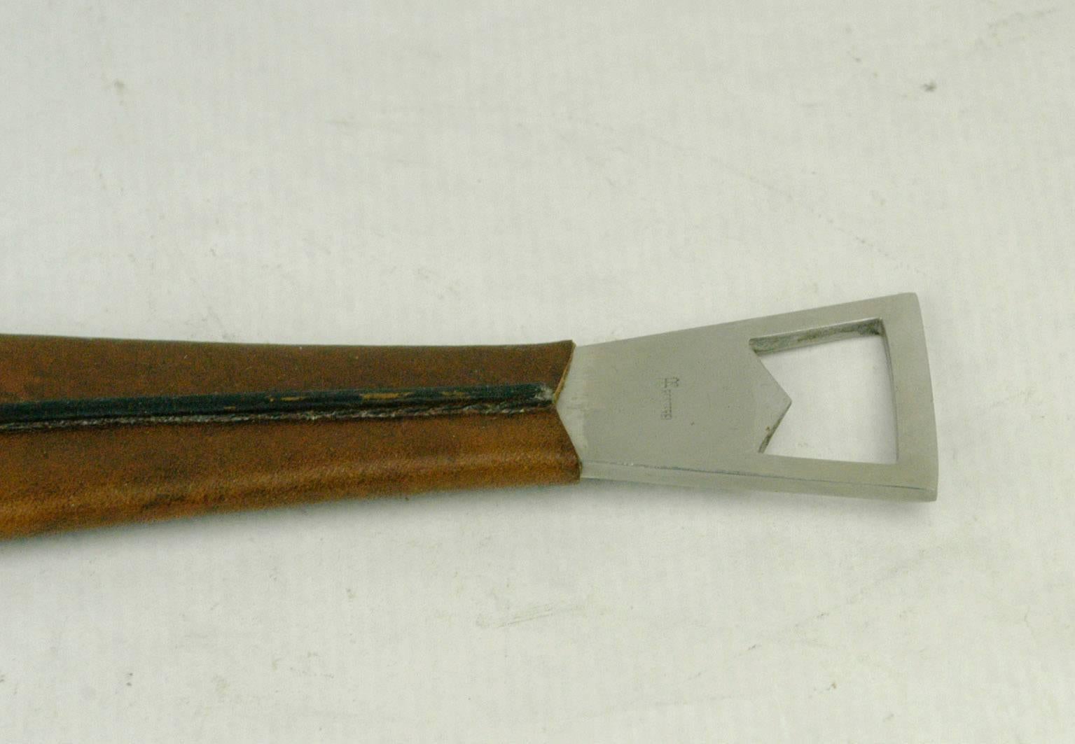 Carl Auböck Steel and Leather Fish Bottle Opener In Excellent Condition In Vienna, AT