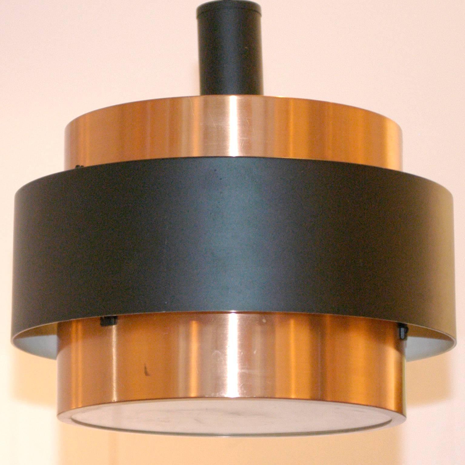 Lacquered Danish Modern Copper and Metal Pendant Lamp in the Style of Jo Hammerborg