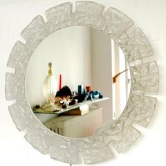 Austrian Modernist Circular Illuminated Acrylic Mirror by Kalmar