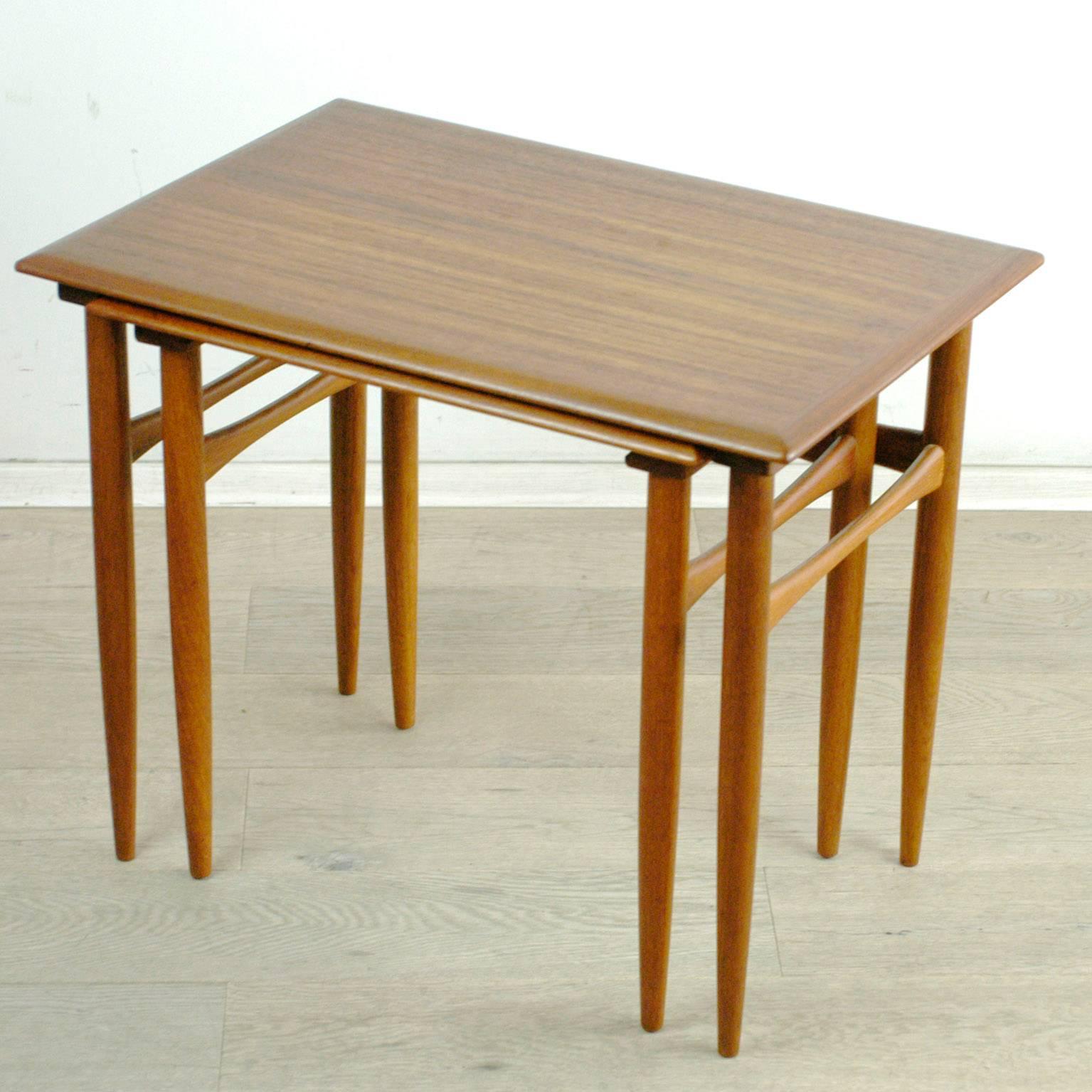 Set of two charming Scandinavian Modern nesting tables in excellent condition. Perfect addition to any modernist interior!