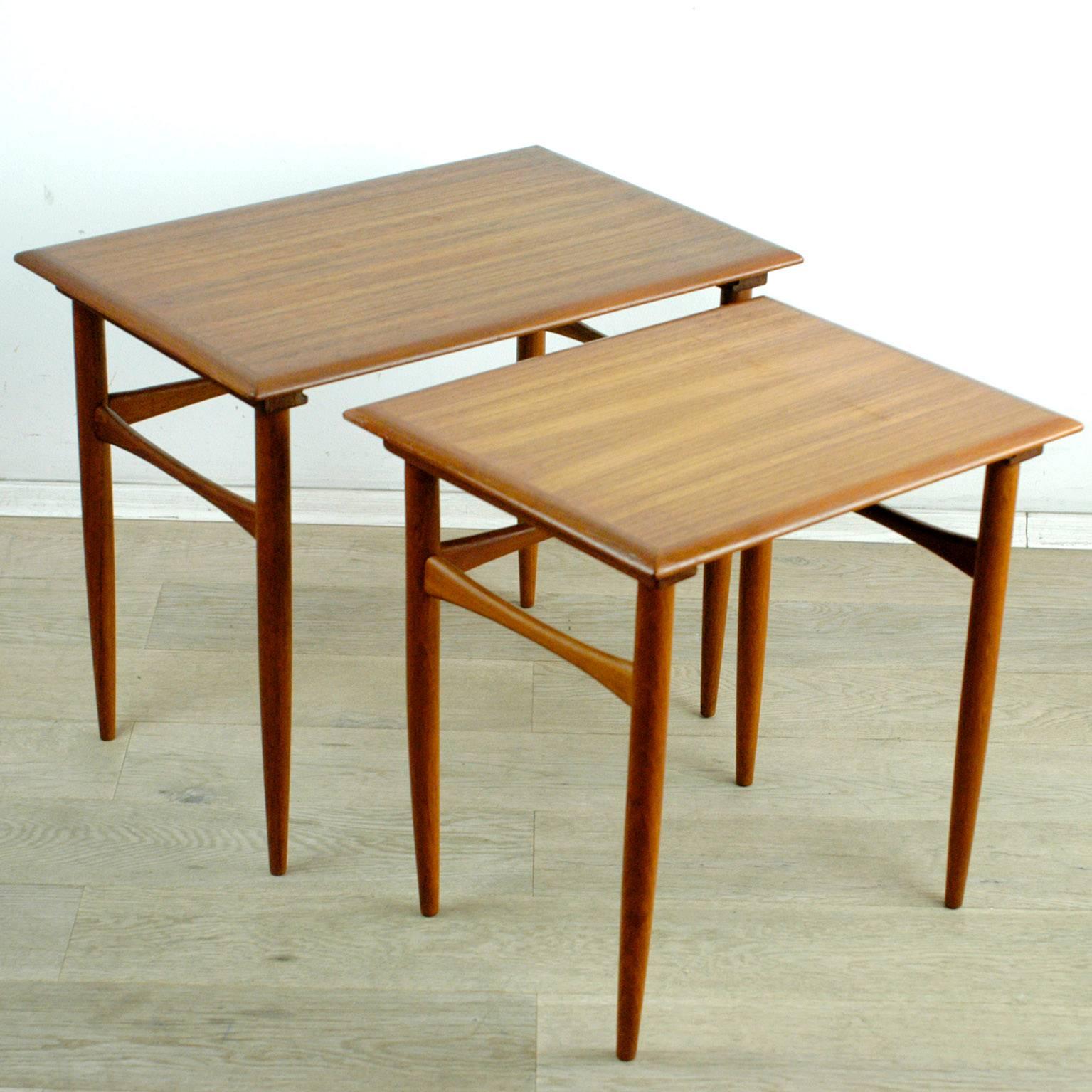 Mid-20th Century Set of Two Scandinavian Modern Teak Nesting Tables by Poul Hundevad