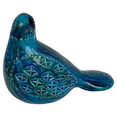 Midcentury Rimini Blu Bird Sculpture by Aldo Londi for Bitossi, 1960s