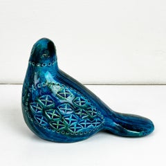 Midcentury Rimini Blu Bird Sculpture by Aldo Londi for Bitossi, 1960s