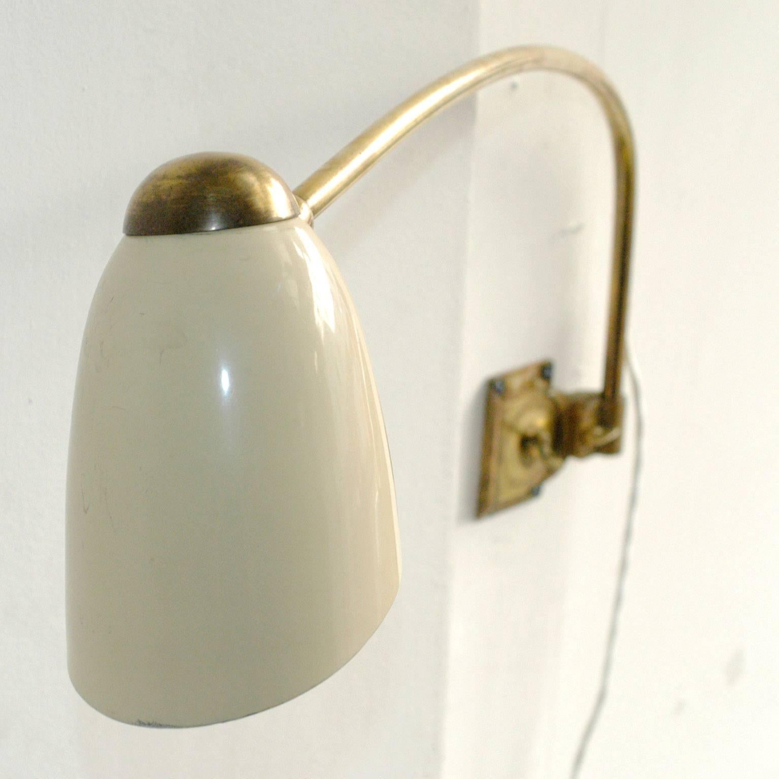 Lacquered Italian Midcentury Brass Wall Light by Arteluce