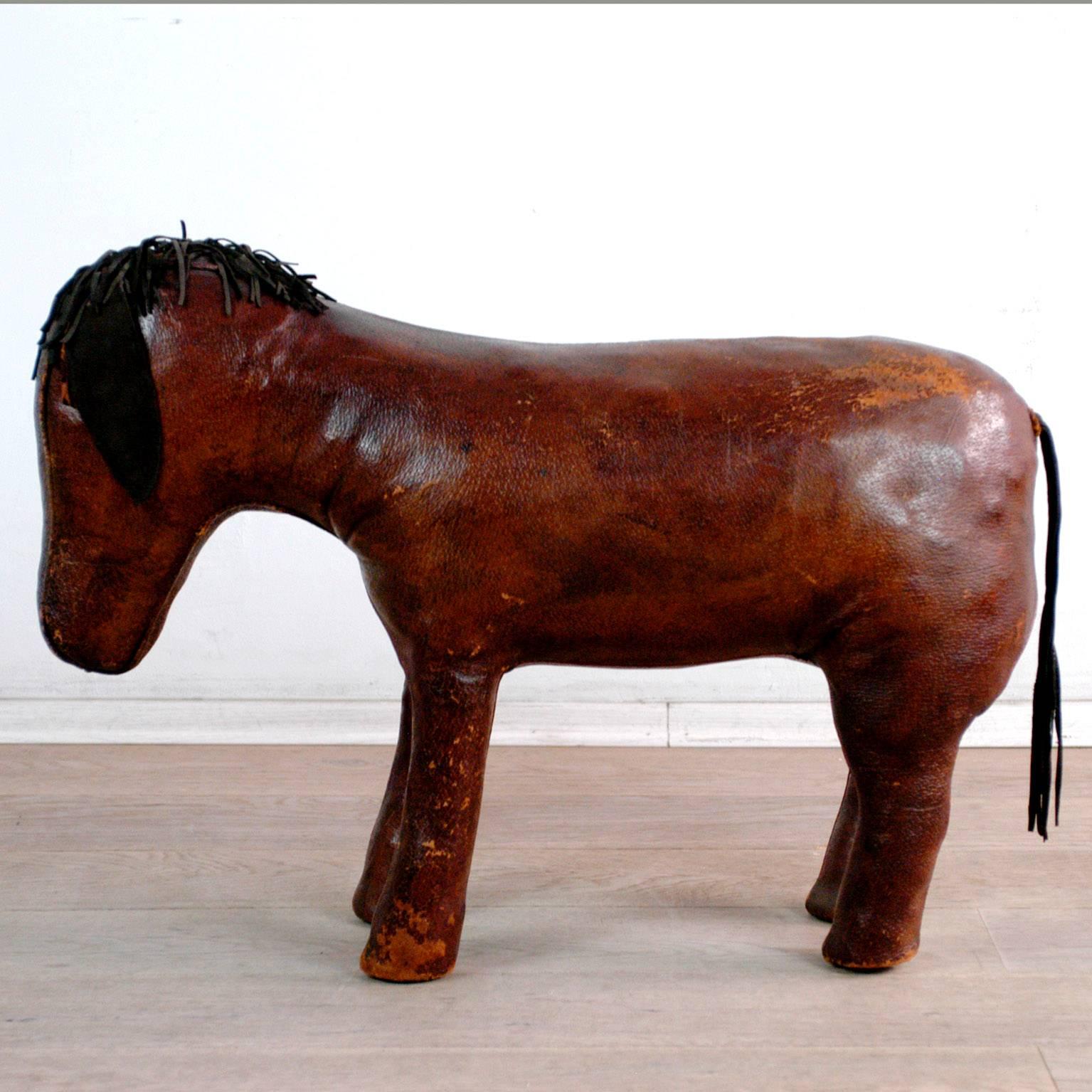 Vintage leather donkey as stool by Abercrombie & Fitch from the 1960s.