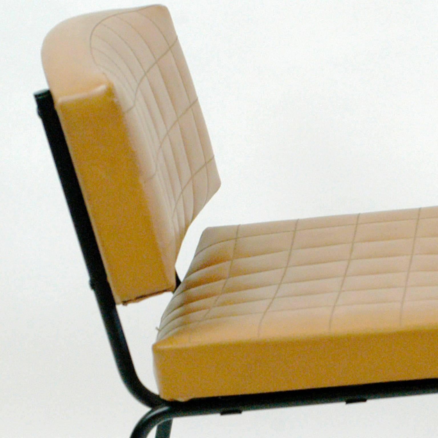 Lacquered Set of Three Cognac Midcentury Chairs Designed by Pierre Guariche for Meurop
