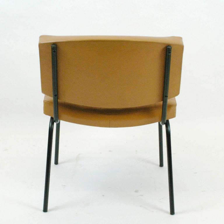 Set of Three Cognac Midcentury Chairs Designed by Pierre Guariche for Meurop In Good Condition For Sale In Vienna, AT