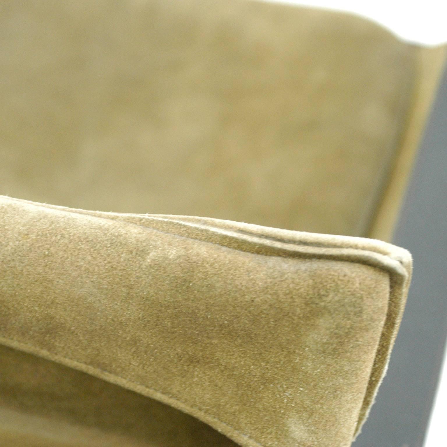 Leather Teak and Suede Safari Chair by Hans Olsen