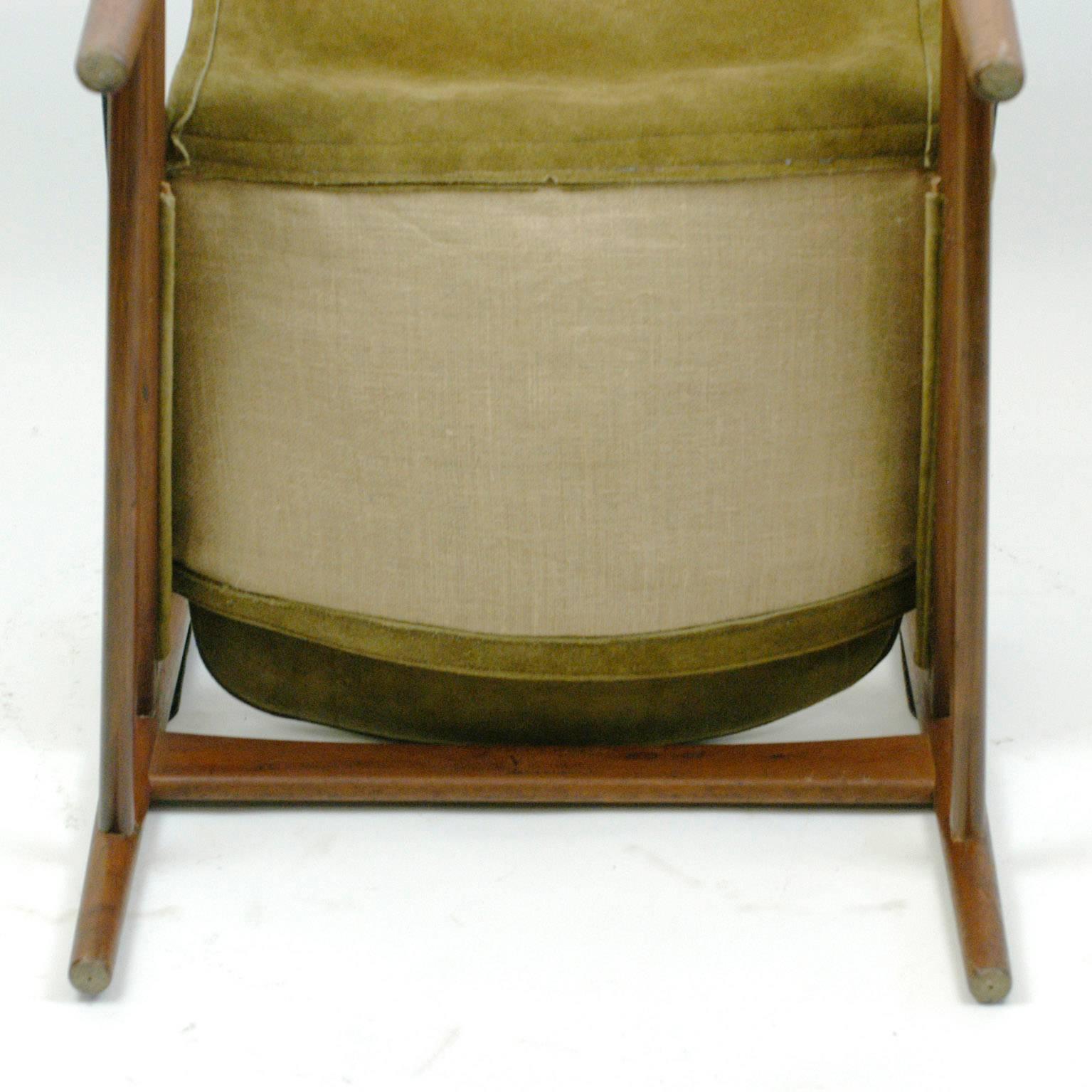 Teak and Suede Safari Chair by Hans Olsen 1