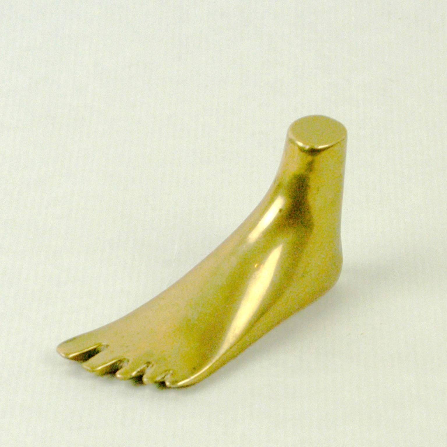 Austrian modernist paperweight in the shape of a foot by Carl Auböck.
