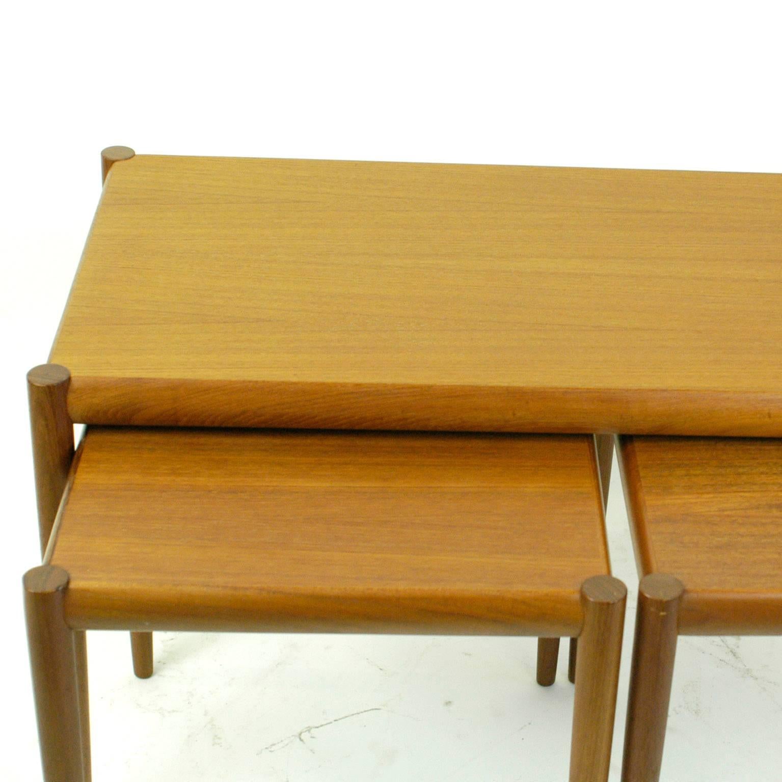 Scandinavian Modern Set of Three Danish Modern Teak Nestingtables