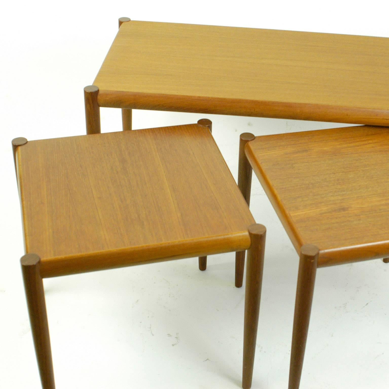 Mid-20th Century Set of Three Danish Modern Teak Nestingtables
