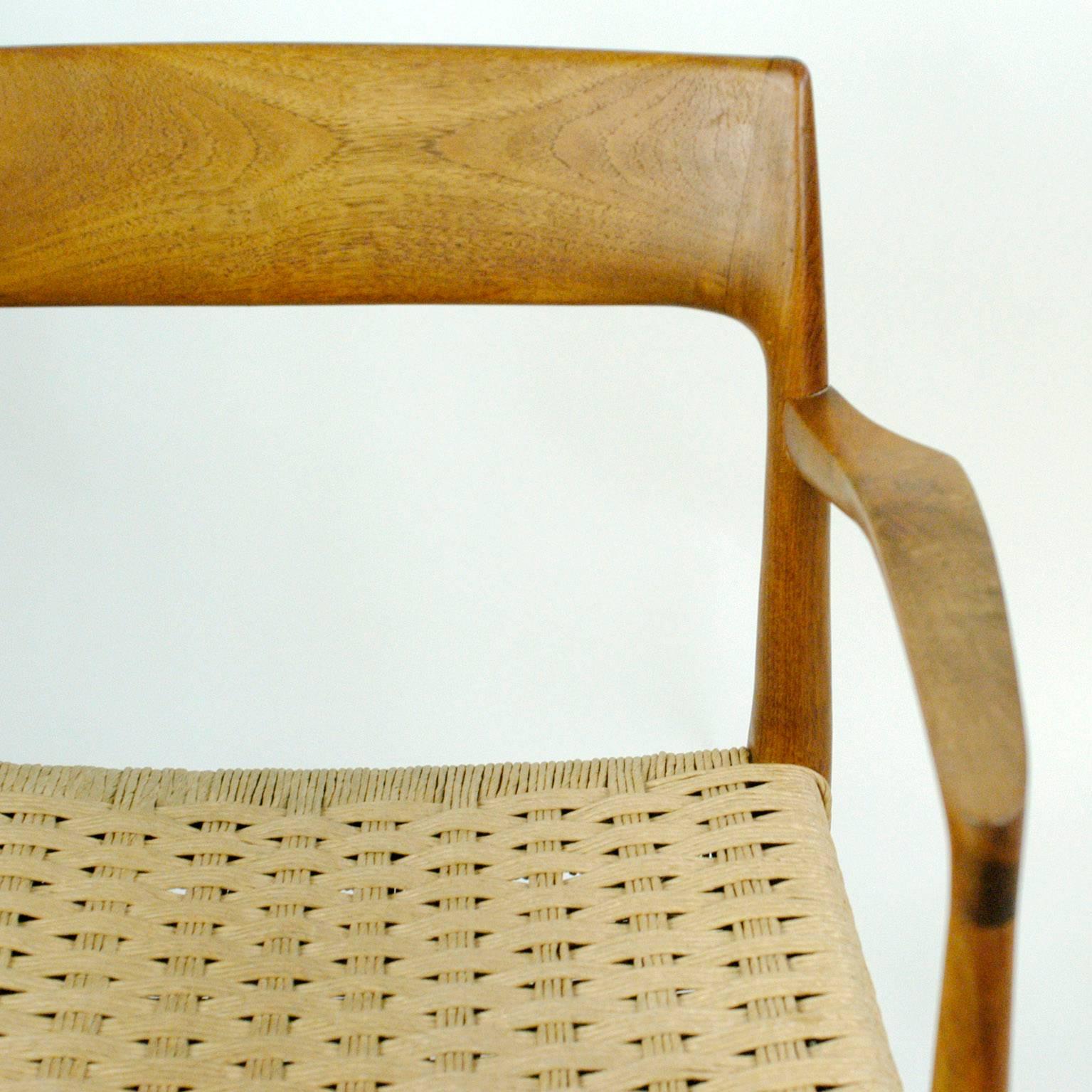 Niels Otto Möller Mod. 57 Teak Armchair with Papercord Seat 1