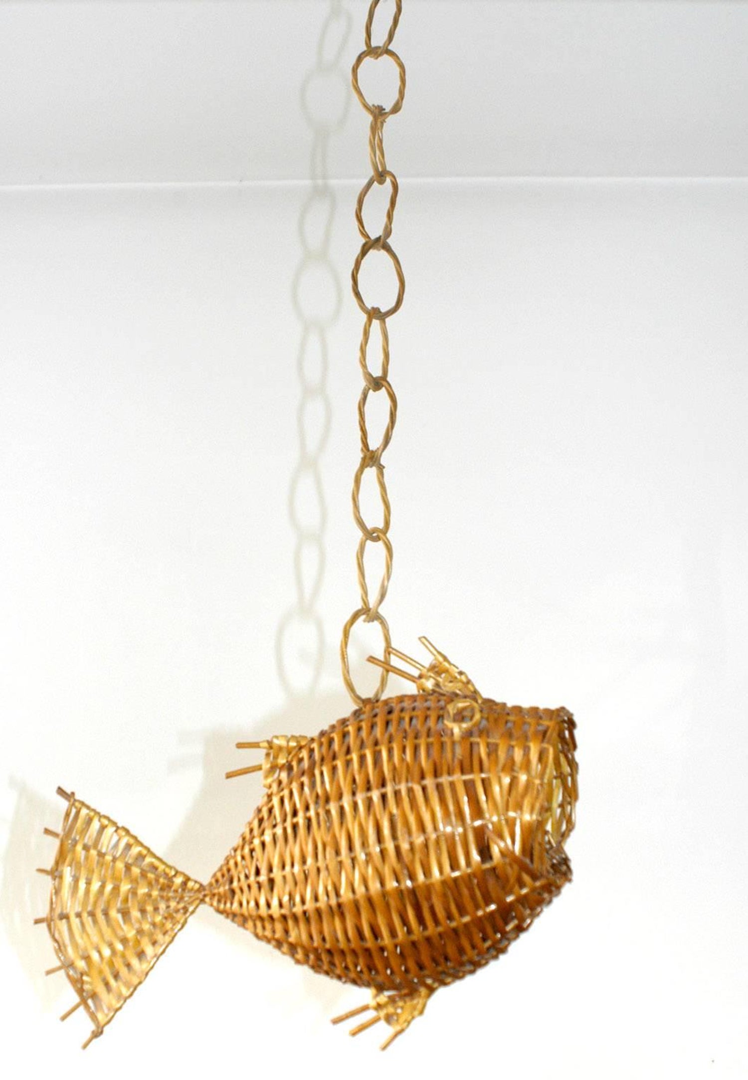 Vintage Fish Shaped Wicker Hanging Fruit Basket At 1stdibs
