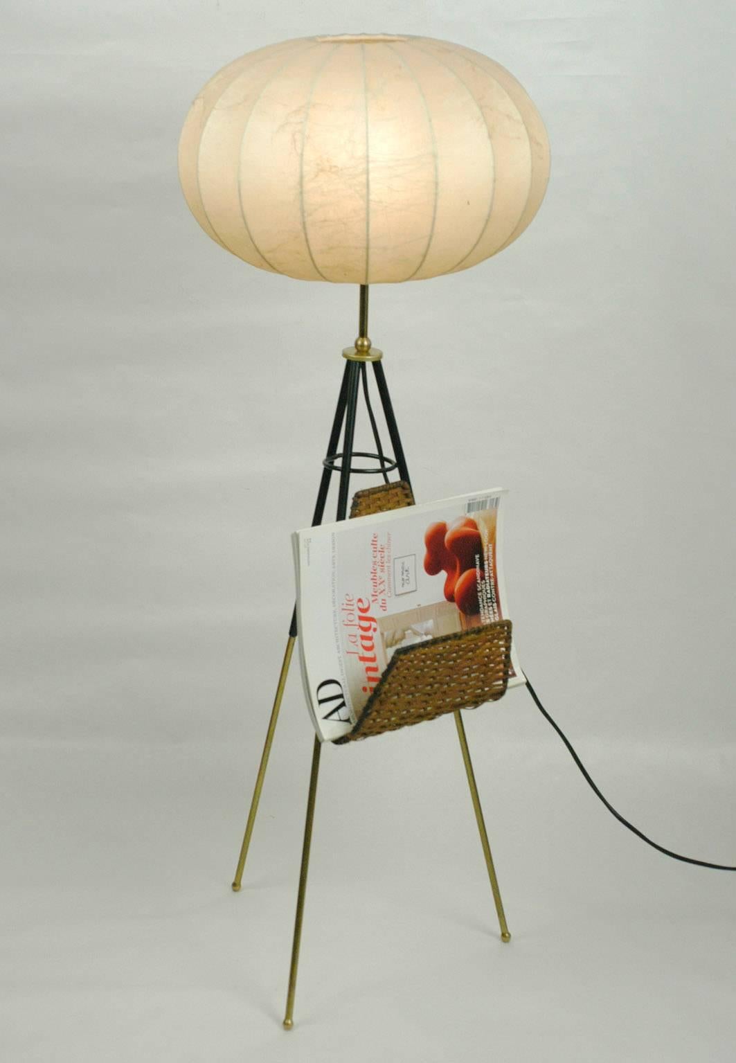 Mid-Century Modern Italian 1950s Tripod Floor Lamp Attributed to Stilnovo