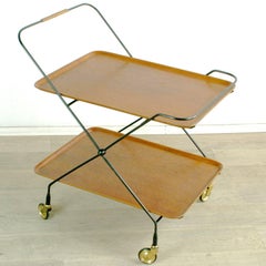 Scandinavian Modern Teak Folding Serving Table or Bar Cart