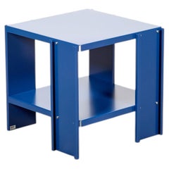 Lehni Workshop 1979 Swiss Modern Minimalist Aluminum Side Table in Blue