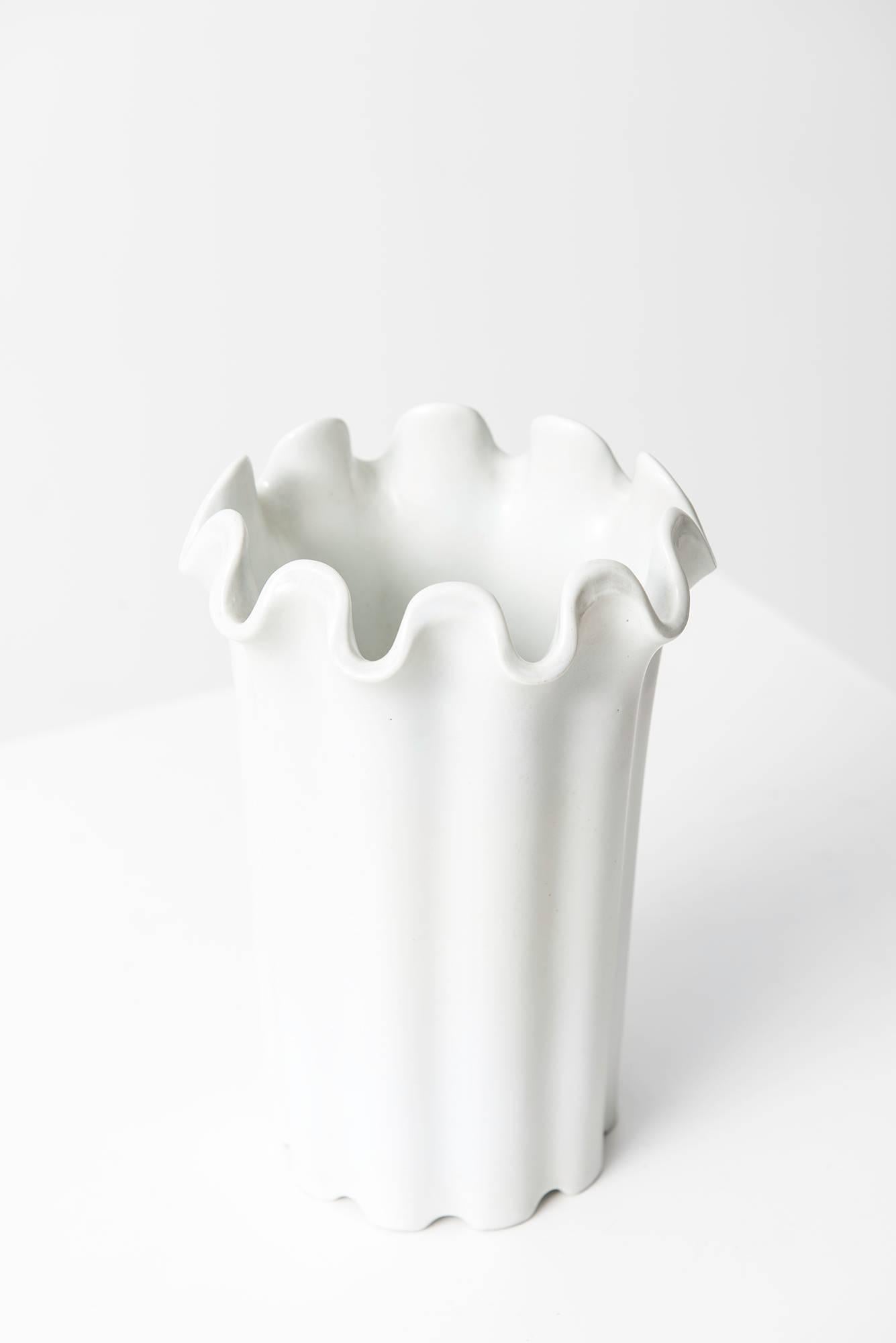 Scandinavian Modern Wilhelm Kage Ceramic Vase Model Våga by Gustavsberg in Sweden