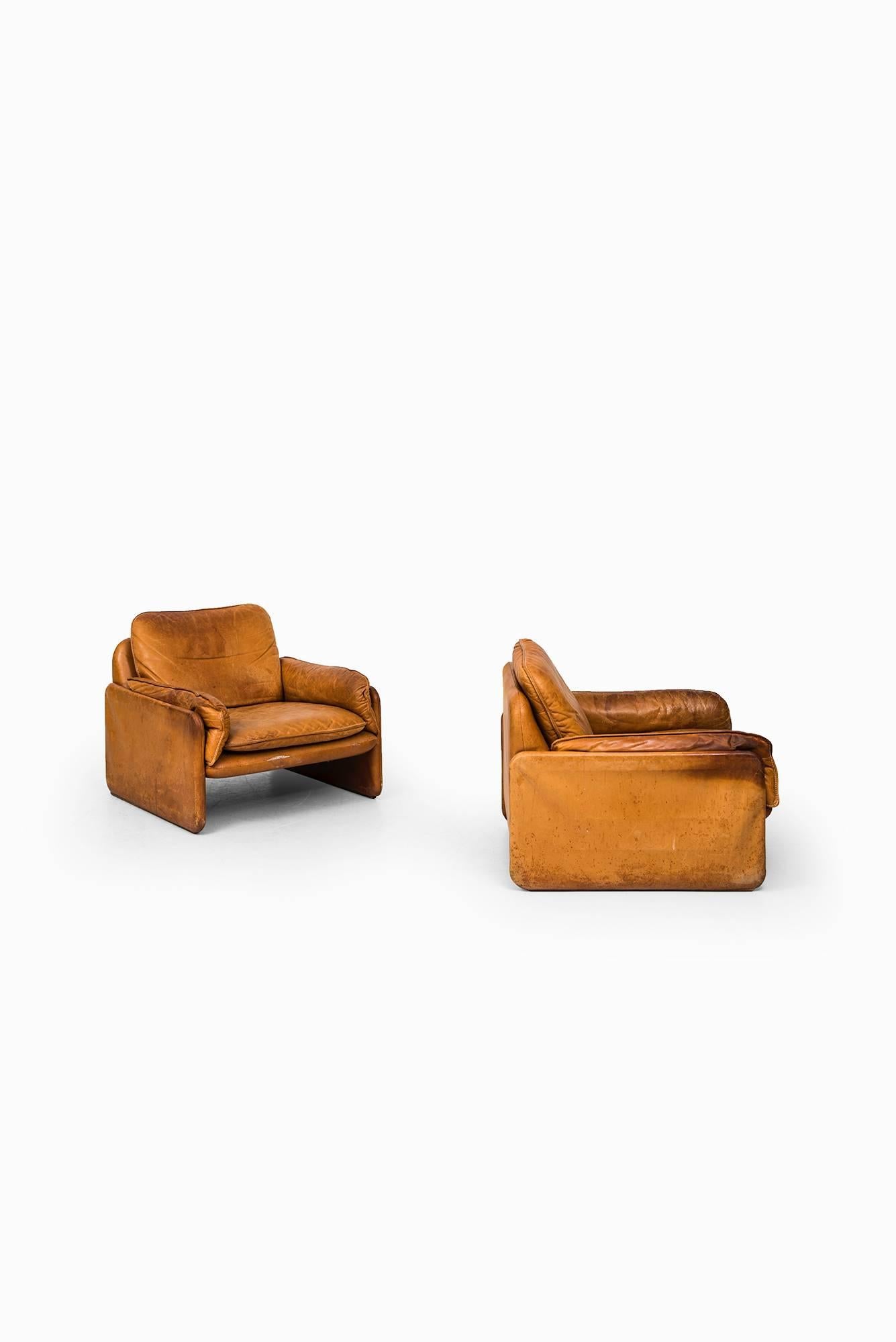 Easy Chairs in Cognac Brown Leather by De Sede in Switzerland In Good Condition In Limhamn, Skåne län