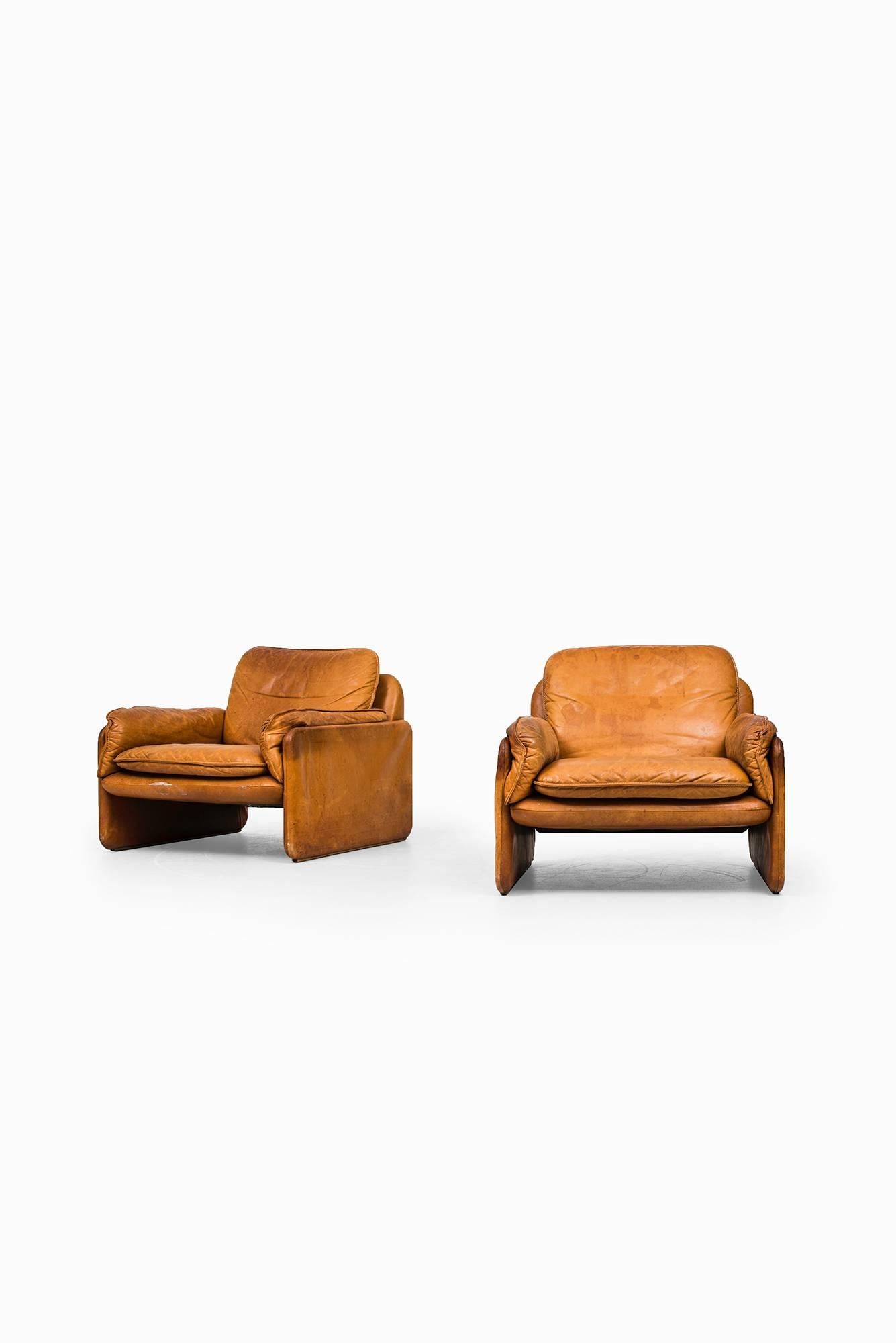 Mid-Century Modern Easy Chairs in Cognac Brown Leather by De Sede in Switzerland