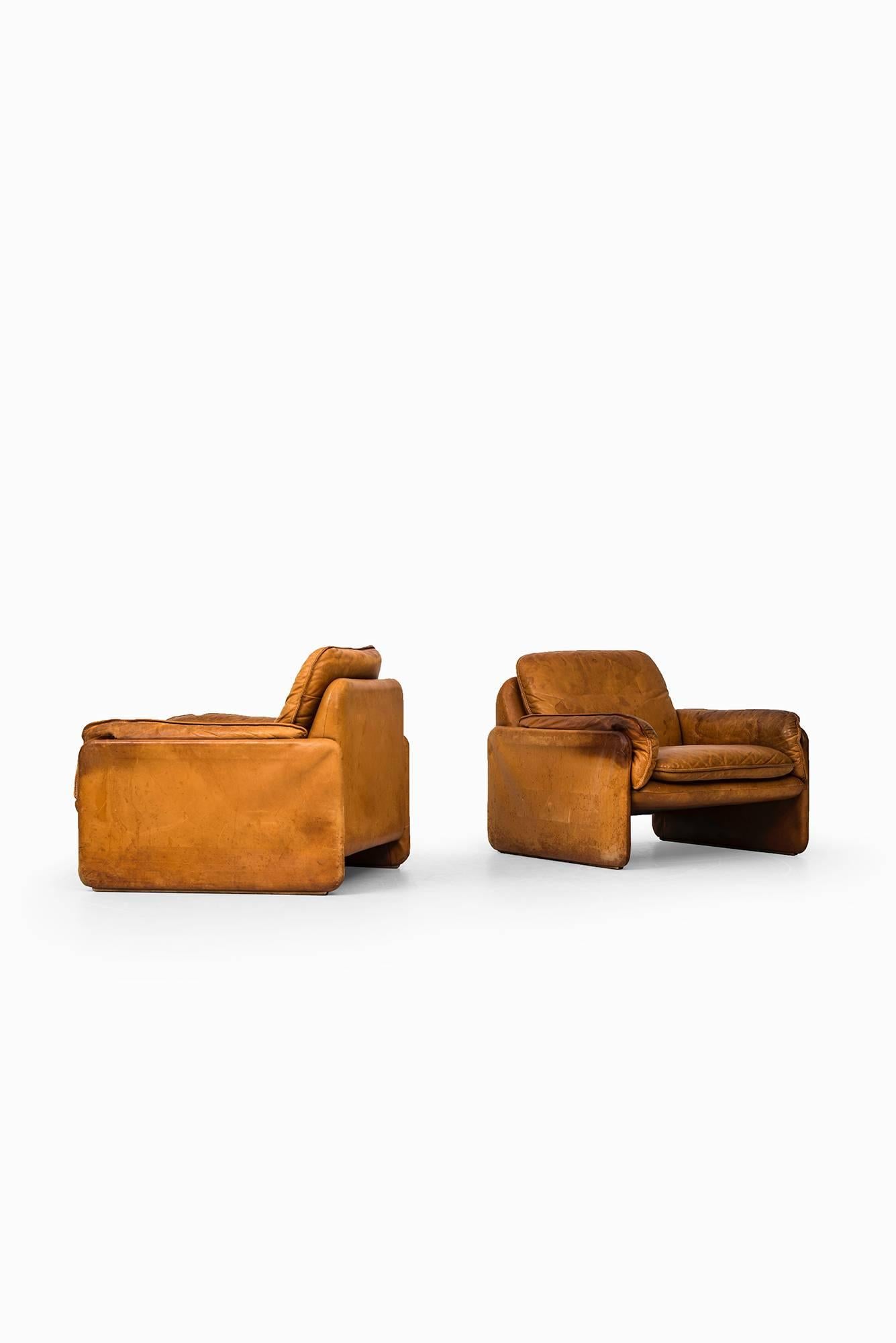 Easy Chairs in Cognac Brown Leather by De Sede in Switzerland 1